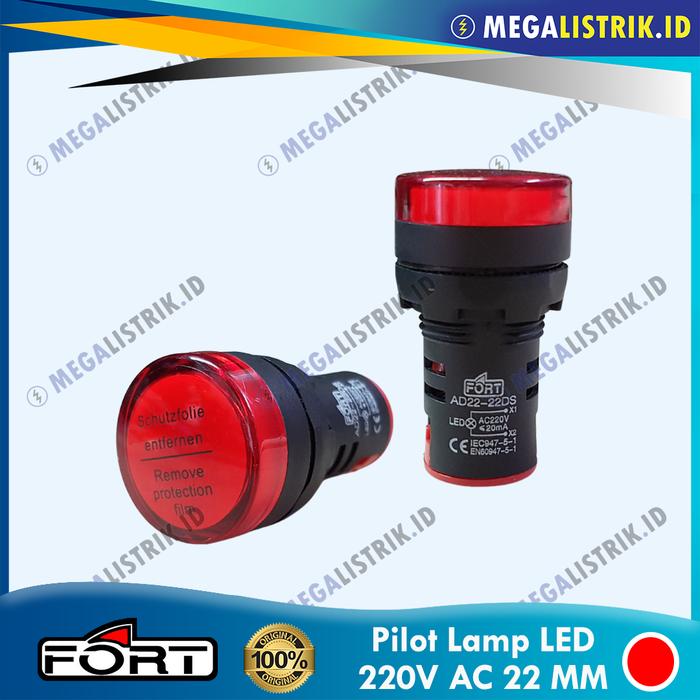 Gambar Fort Pilot Lamp LED 22mm 220V AC AD22-22DS / Lampu Kontrol Indikator / Control Light Panel Listrik 22 mm 220 Volt - Merah dari megalistrik.id undefined Tokopedia