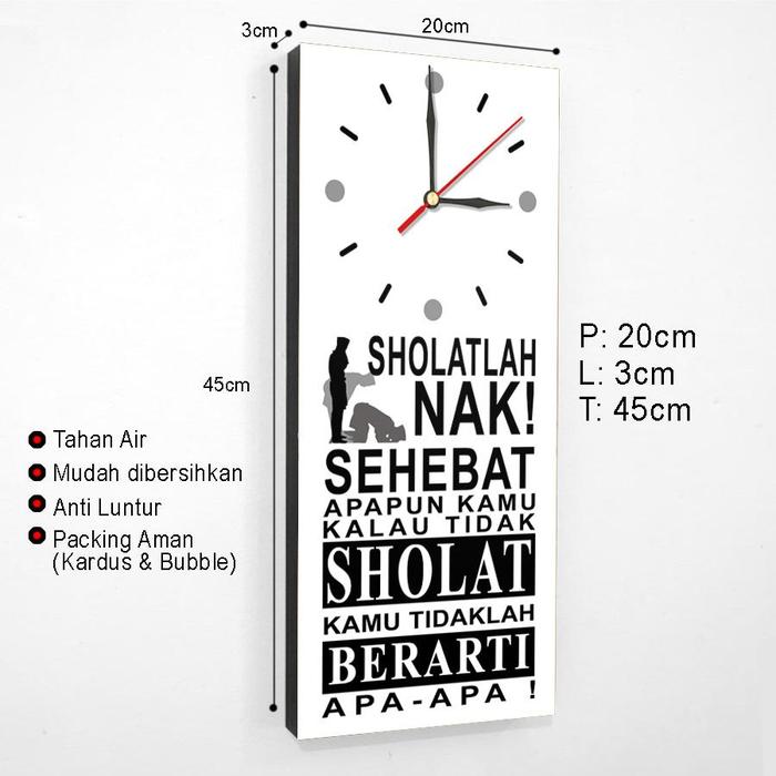 Gambar Jam Dinding Quote Motivasi Islami Unik Kotak Picbox MDF 20x45x3cm - JAM 32 dari Dilonk Clan undefined Tokopedia