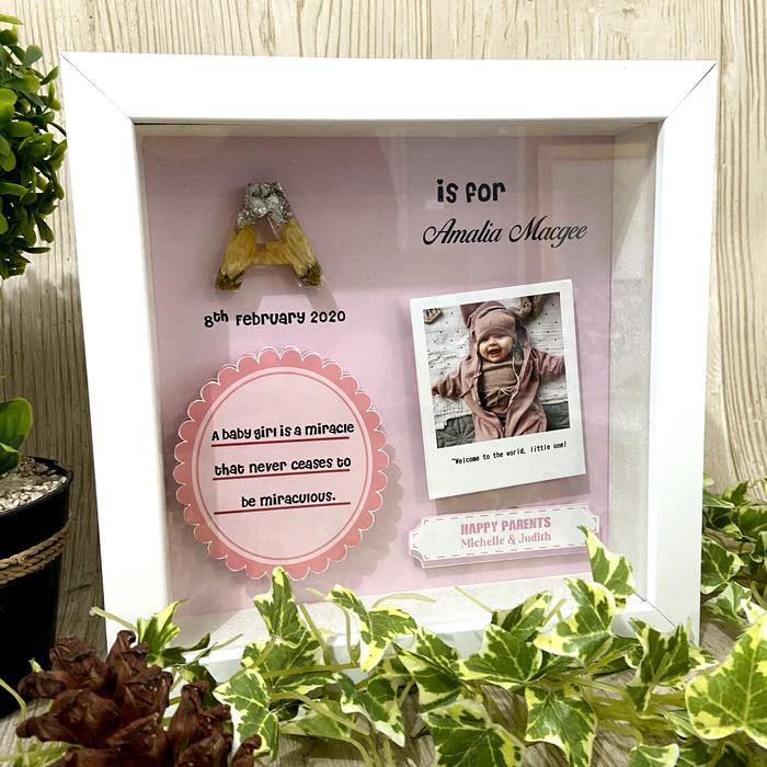 Gambar Scrapbook 20x20Cm Tema Baby -Custom Nama -Kado Bayi - Pink dari Toko Frame undefined Tokopedia