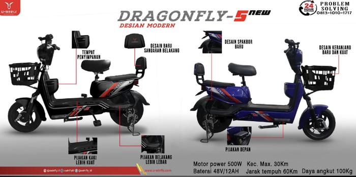 Gambar SEPEDA LISTRIK UWINFLY DRAGONFLY 5 NEW 500 WATT KUAT TANJAKAN ! - Tosca dari Three Siblings Bike Shop undefined Tokopedia