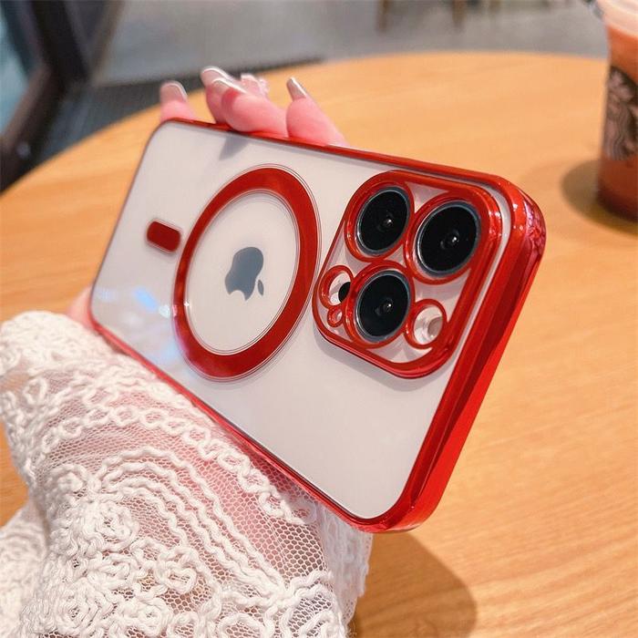 iPhone 11 12 13 Pro Max Shinning chrome Magsafe Magnetic silicon Case  Hitam, iphone 11 Pro