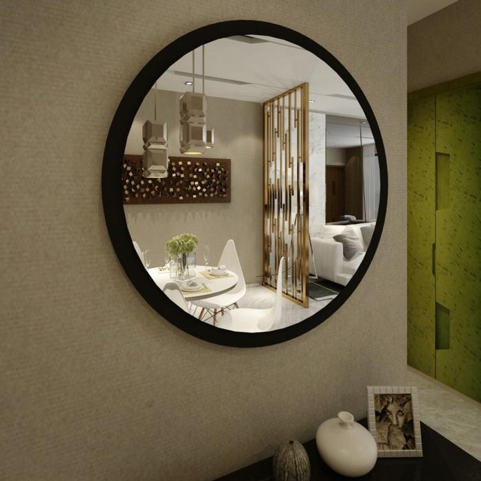 Gambar Cermin Bulat Minimalis Cermin Wastafel Cermin dinding - Hitam, Diameter 44cm dari K451Lart undefined Tokopedia