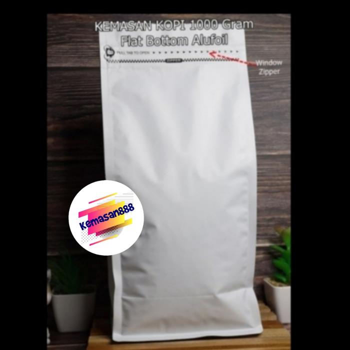 Gambar Kemasan Flat Bottom Import 1kg zipper. kemasan kopi.flat bottom hitam - Putih dari Kemasan888 undefined Tokopedia