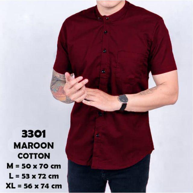 Gambar Kemeja Polos Pria Lengan Pendek MLXL - Marron, XL dari ziva.id men's undefined Tokopedia