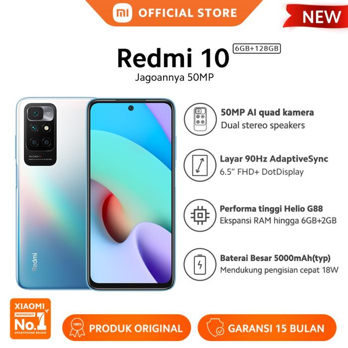 Gambar Xiaomi Official Redmi 10 2022 6/128GB Smartphone - Sea Blue RE dari Xiaomi Indonesia undefined Tokopedia