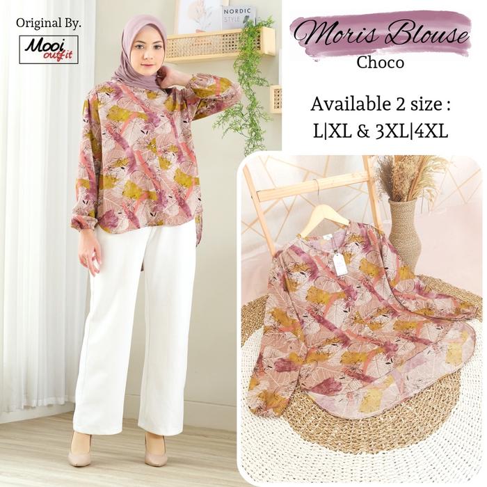Gambar New!! Blouse Moris Atasan Wanita Size Jumbo XL 4XL Ld 100 105 120 130 - Choco, XL dari mooi_outfit undefined Tokopedia