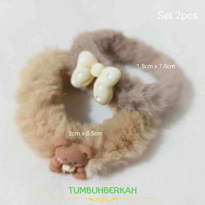 Gambar Ikat Rambut Korea Motif Bulu Bear-Scrunchie Rambut - Karet Ikat Rambut - IKAT RMBT BULU dari its Tumbuh Berkah undefined Tokopedia