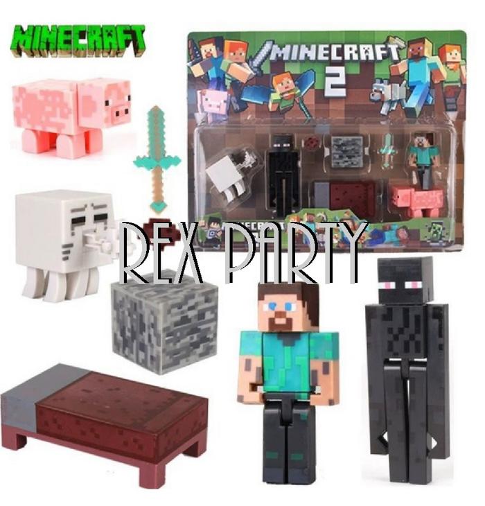 Gambar Minecraft Figure Set Besar/Big Minecraft Figure Set/Topper Minecraft - Set C dari REX PARTY undefined Tokopedia