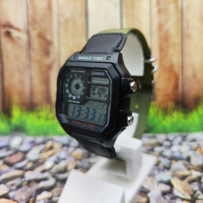 Gambar Casio Digital Jam Tangan Pria Tali Canvas Hijau AE-1200WHB-3B Original - AE1200 Custom 2 dari Ogytashop undefined Tokopedia