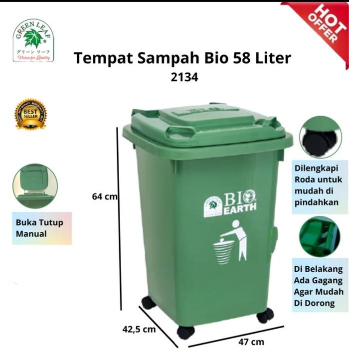 Gambar Tong Sampah Roda 58 liter Green Leaf 2134 - Hijau dari MARVELL HOUSEWARE undefined Tokopedia