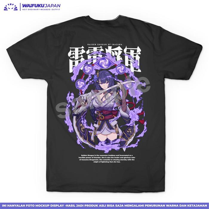 Gambar T-shirt Kaos Genshin Impact - Raiden Shogun Baal " God of Thunder " - Hitam, S - MEDIUM dari Waifuku Japan undefined Tokopedia