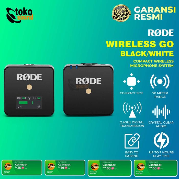 Gambar Rode Wireless GO - Wireless Microphone System for Video Camera (black) - BLACK dari Tokosound Proaudio undefined Tokopedia