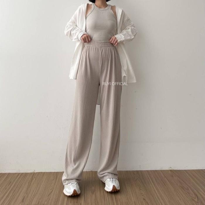 Gambar JENI KNIT PANTS - KNIT KULOT - Ivory, Reguler Size dari RUYI.ID_NEW undefined Tokopedia