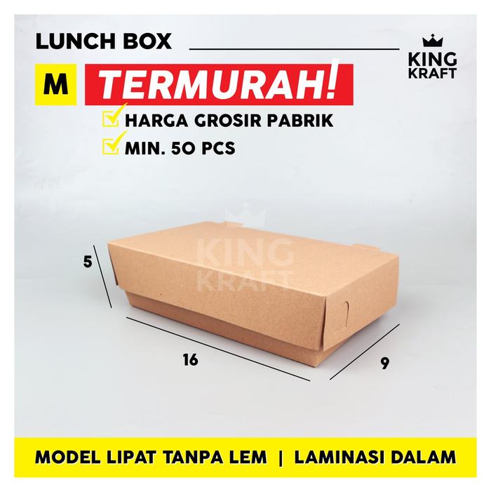 Gambar PAPER LUNCH BOX BAHAN KRAFT/ CRAFT FULL LAMINASI SIZE M & L - M dari Kingkraft_NEW undefined Tokopedia