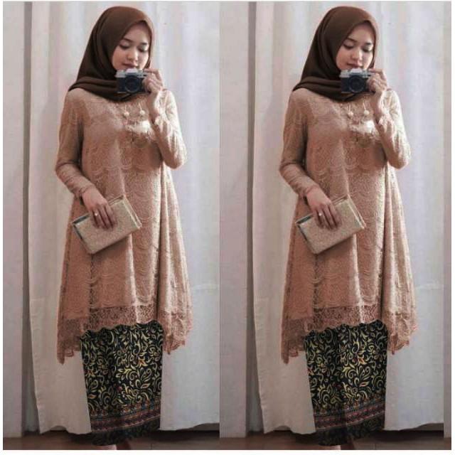 Gambar kebaya brukat modern tunik atasan baju muslimah wanita terbaru - coksu moca, All Size dari Azaimjaya undefined Tokopedia