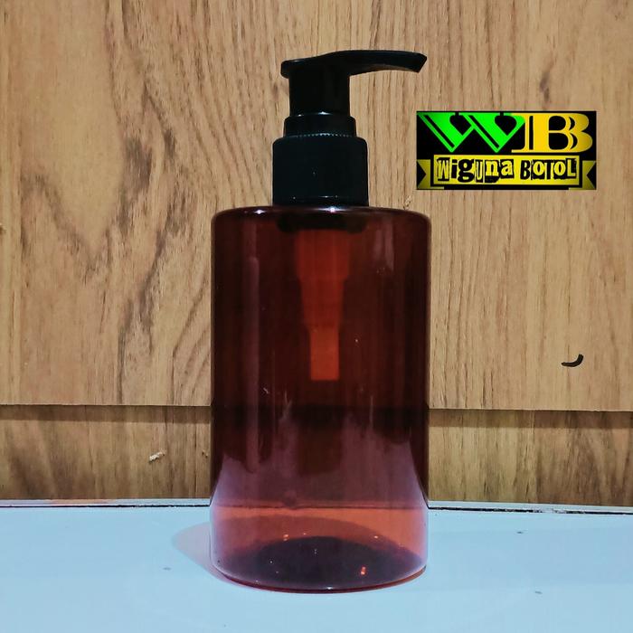 Gambar Botol Pump 250 ML / Botol PET 250ml RFS Tutup Pump Lotion - HITAM AMBER dari wiguna botol undefined Tokopedia