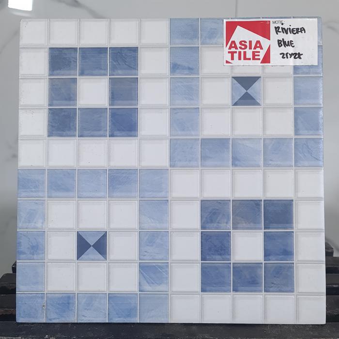 Gambar Keramik Lantai Kamar Mandi Asia Tile RIVIERA Series 25x25 Kw 1 - Blue dari Mandiri Jaya Keramik undefined Tokopedia