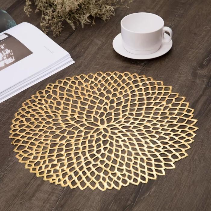 Gambar Placemat For Dining Table PVC/Tatakan Piring MYH-E Rose Gold - Gold dari Home Decor Zega undefined Tokopedia