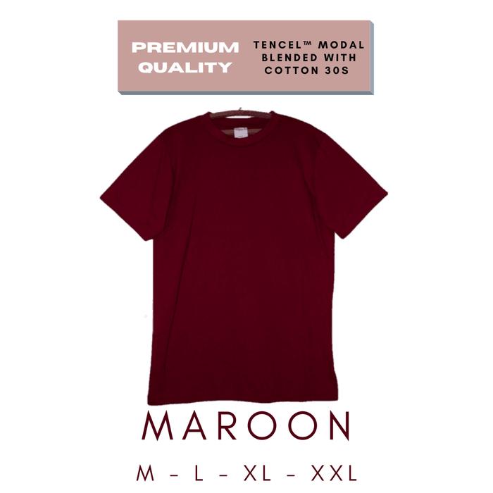 Gambar Kaos Polos Tencel Cotton Modal Pria & Wanita (Unisex) Quality Premium - Maroon, L dari AfterShockOfficial undefined Tokopedia