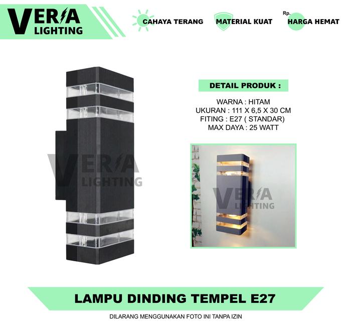 Gambar Lampu Dinding Tempel Hias Outdoor Minimalis Teras Pilar Tiang 2 Arah - Kotak, Tanpa Bohlam dari Veria Lighting undefined Tokopedia