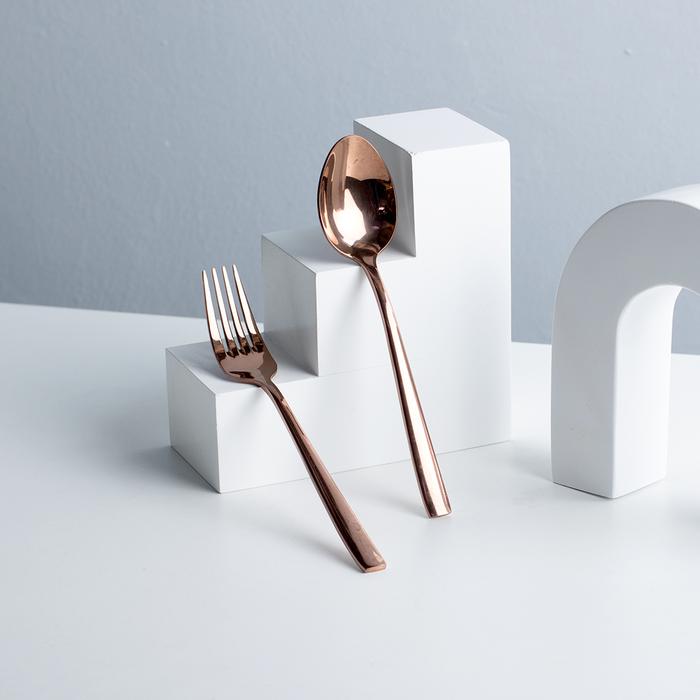 Gambar Sendok Garpu Makan Stainless Cutlery Set Sendok & Garpu Hotel Resto - Rosegold dari Conalli undefined Tokopedia