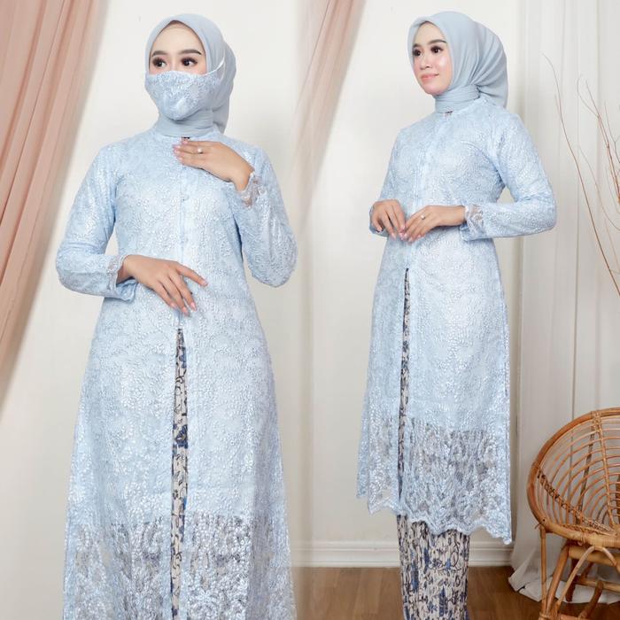 Gambar stelan tunik brokat sipder modern//kebaya modern , kebaya pesta - baby blue, M dari LAKUSE STORE undefined Tokopedia