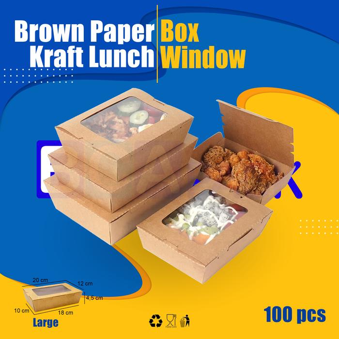 Gambar BROWN PAPER KRAFT LUNCH BOX WINDOW SIZE L - LARGE - KOTAK WINDOW dari BCA PACK JAKARTA undefined Tokopedia