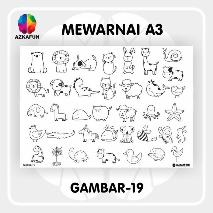 Gambar Kertas Mewarnai A3 HEWAN DI DARAT - Mewarnai binatang darat - drawing - GAMBAR-19 dari AZKAFUN undefined Tokopedia