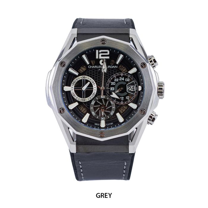 Gambar CHARLES JOURDAN Jam Tangan Pria Original CJ1101-1585C Analog Tahan air Cronograph Blue Kaca - brown dari STARTIME OFFICIAL undefined Tokopedia