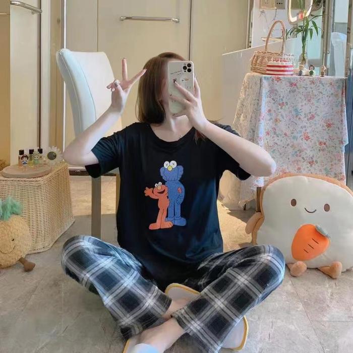 Gambar Setelan Baju Tidur Import Wanita Free Size Fit XXL | Piyama Wanita CP - SESAME BLACK dari Baaju ID undefined Tokopedia