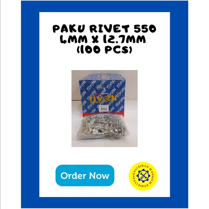 Jual ISI 100 PCS PAKU RIVET MERK RIVETTI 550 UKURAN 4mm x 12.7mm ...