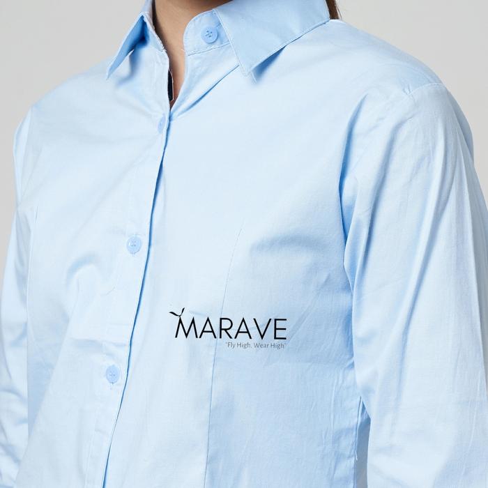 Gambar kemeja polos biru muda wanita kemeja biru langit wanita kemeja kerja - Biru Muda, L dari marave indonesia undefined Tokopedia