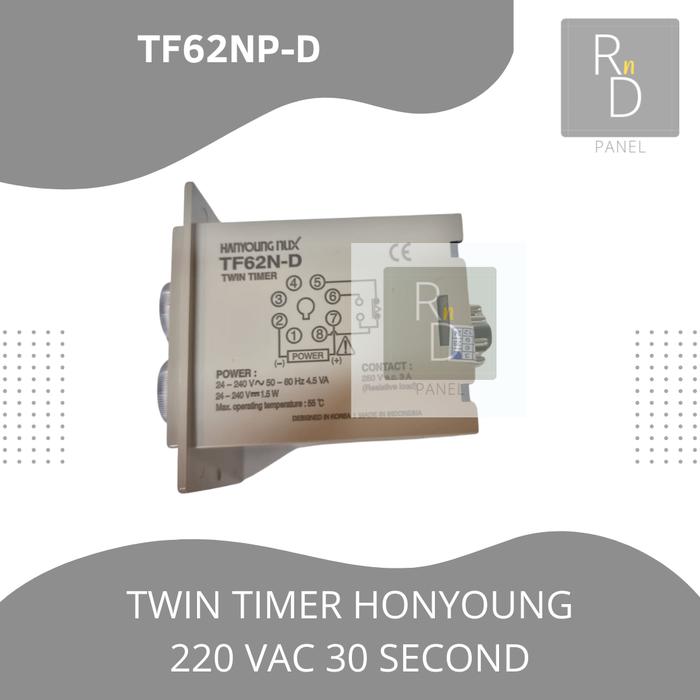 Gambar TWIN TIMER HANYOUNG TF62N-D / TF62NP-30D 24-240VAC - TIMER ONLY dari RnD PANEL undefined Tokopedia