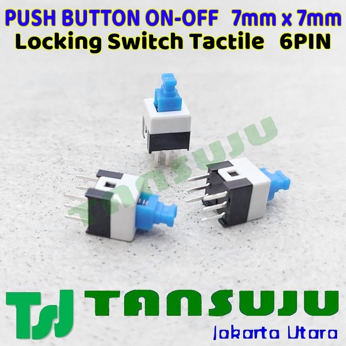 Jual Tactile Switch Self Locking 7x7mm 6 Pin Saklar On Off Interlocking ...