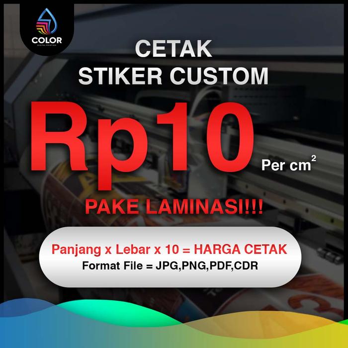 Gambar Cetak Stiker Custom Ukuran / Stiker Custom Bebas Murah - Dengan Laminasi dari Color Digital Printing undefined Tokopedia