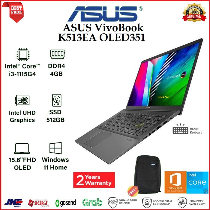Jual ASUS VivoBook K513EA-OLED351 i3-1115G4 4GB 512GB SSD FHD OLED
