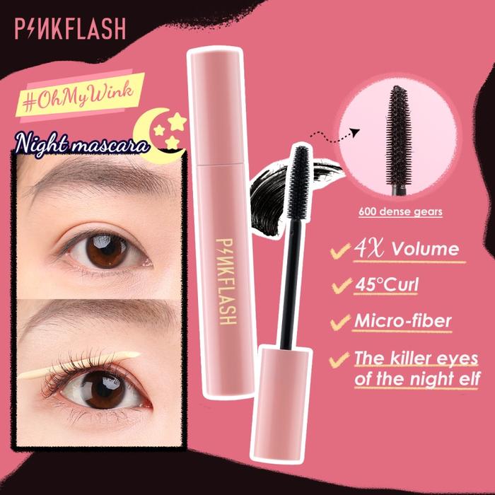 Gambar PINKFLASH E08 OhMyWink Oilproof Volumizing Mascara Tahan Air EyeMakeup - Pink (Night) dari Bubblie_id undefined Tokopedia