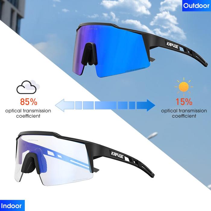 Gambar Kacamata Sepeda KAPVOE EUGENE REVO Photochromic Cycling Sunglasses - 01 Black Blue dari Fittobike Kota Surabaya Tokopedia