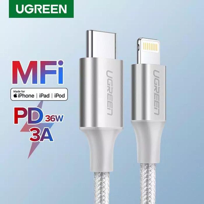 Gambar Ugreen MFi Kabel Data / Charger USB Tipe C Ke Lightning 18W 20W mfi - SILVER 1.5M dari GreenDs undefined Tokopedia