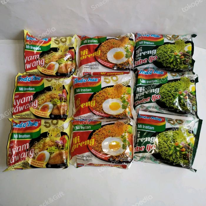 Gambar Indomie Mix Campur 3 Rasa Ayam Bawang Cabe Ijo dan Goreng dari Snack&Gift undefined Tokopedia