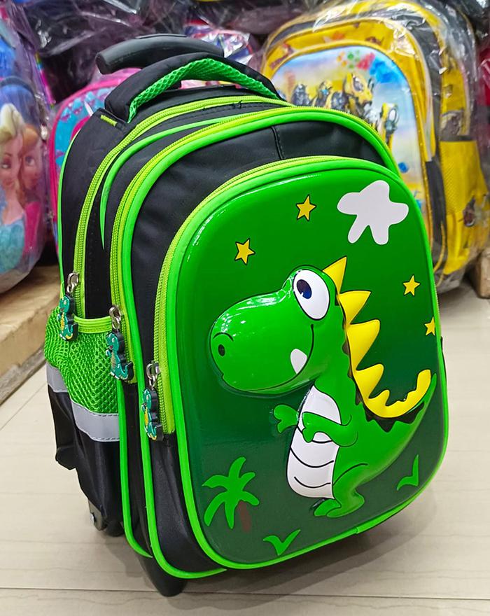 Gambar TAS DORONG TROLLEY TK / PAUD DINO DINOSOURUS 3Res IMPORT Luwi 12" - DINO HIJAU MUDA dari OnLanShop undefined Tokopedia