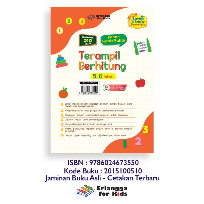 Gambar Bahan Habis Pakai Terampil Berbahasa Dan Berhitung Usia 4 5 6 Erlangga - Berhitung 5 6 dari Sahabat Buku Anak undefined Tokopedia