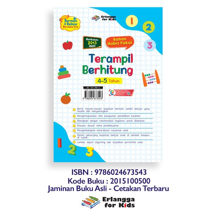 Gambar Bahan Habis Pakai Terampil Berbahasa Dan Berhitung Usia 4 5 6 Erlangga - Berhitung 4 5 dari Sahabat Buku Anak undefined Tokopedia