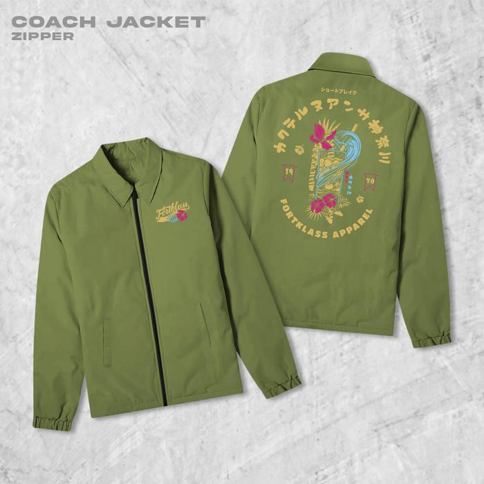 Gambar FortKlass Coach Zipper Koktail Jaket Pria Unisex Parasut Baju Outwear Kain Tafetta Reguler Sablon - ARMY, L dari Fortklass Kota Administrasi Jakarta Barat Tokopedia