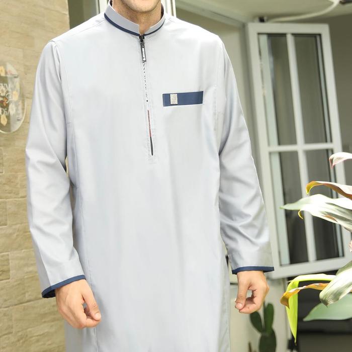 Gambar jubah tailor manset ASSYAUQIE gamis pria dewasa jubah manset pria - abu silver, XL dari SIRWALSTORE undefined Tokopedia