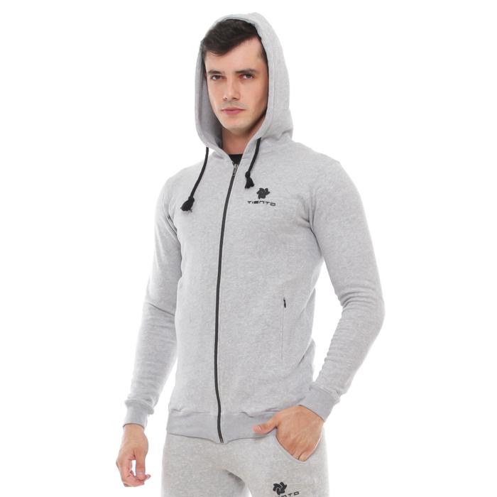 Gambar Tiento Jacket Fleece with Zipper Pocket Sporty Black Jaket Olahraga - GREY, XXL dari TIENTO INDONESIA undefined Tokopedia