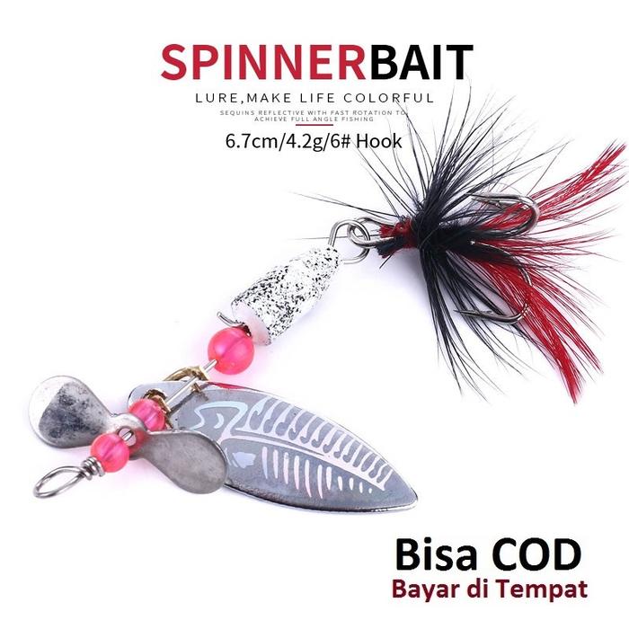 Gambar Spinner Blade Propeller Berbulu 6,5cm/4,2gr Sequin Spoon Fishing Lure dari SIGER FISHING undefined Tokopedia