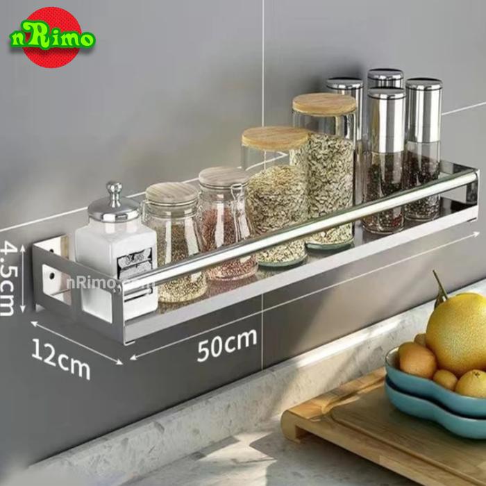 Gambar Rak Ambalan Dinding Dapur Minimalis Stainless Steel Besi Bumbu Kitchen - Ambalan 50 cm dari nRimo undefined Tokopedia