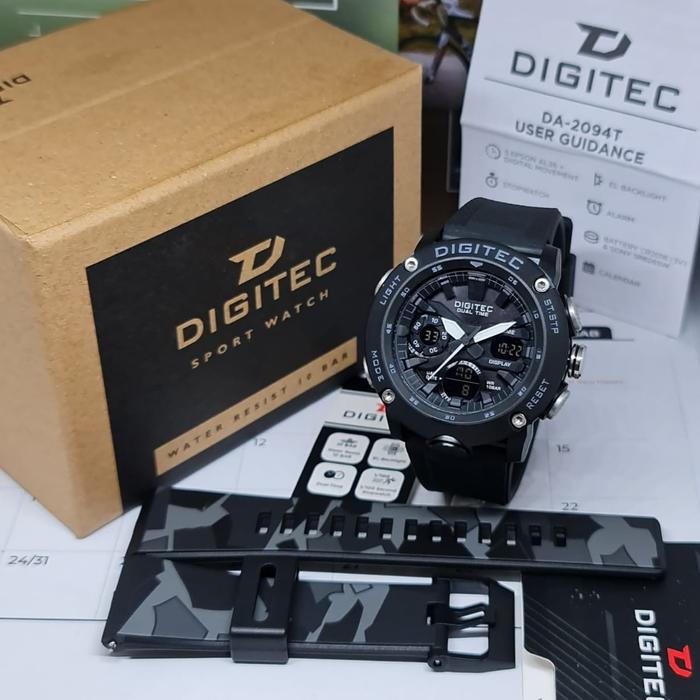 Gambar DIGITEC Analog Digital Jam Tangan Pria Strap Karet Hitam DA-2094 DA 2094 Original Bergaransi - Hitam dari Ogytashop undefined Tokopedia