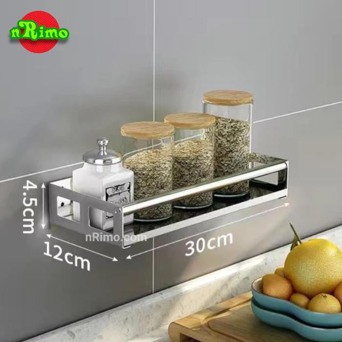 Gambar Rak Ambalan Dinding Dapur Minimalis Stainless Steel Besi Bumbu Kitchen - Ambalan 30 cm dari nRimo undefined Tokopedia